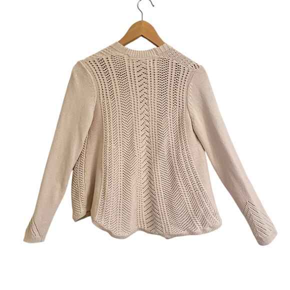 Anthroplogie Rosie Neira Pointelle Knit Off White Open  Front Cardigan Sz Small - Picture 1 of 5
